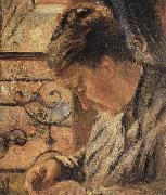 Camille Pissarro The Woman is sewing in front of the window oil painting